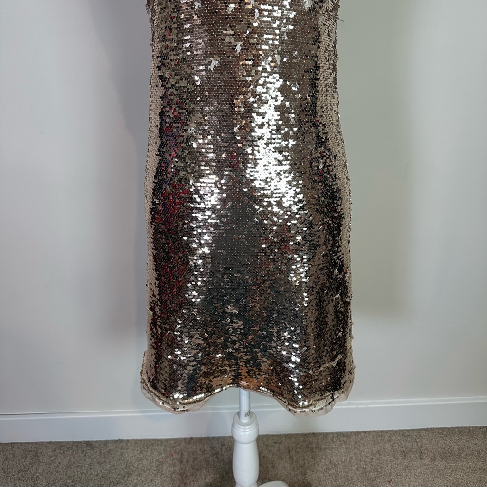 ZARA Basic Collection Women's Gold Sequin Sleevel… - image 4